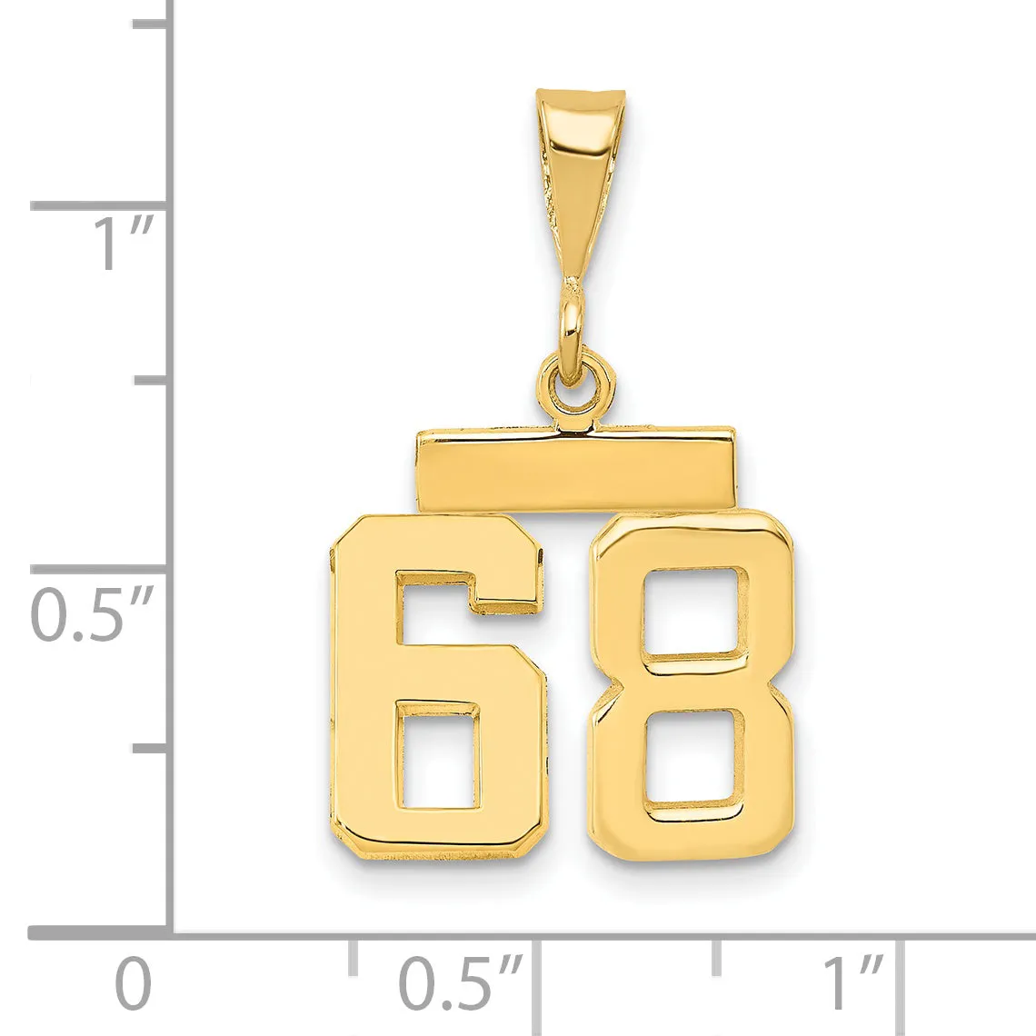 14k yellow gold small polished number 68 charm