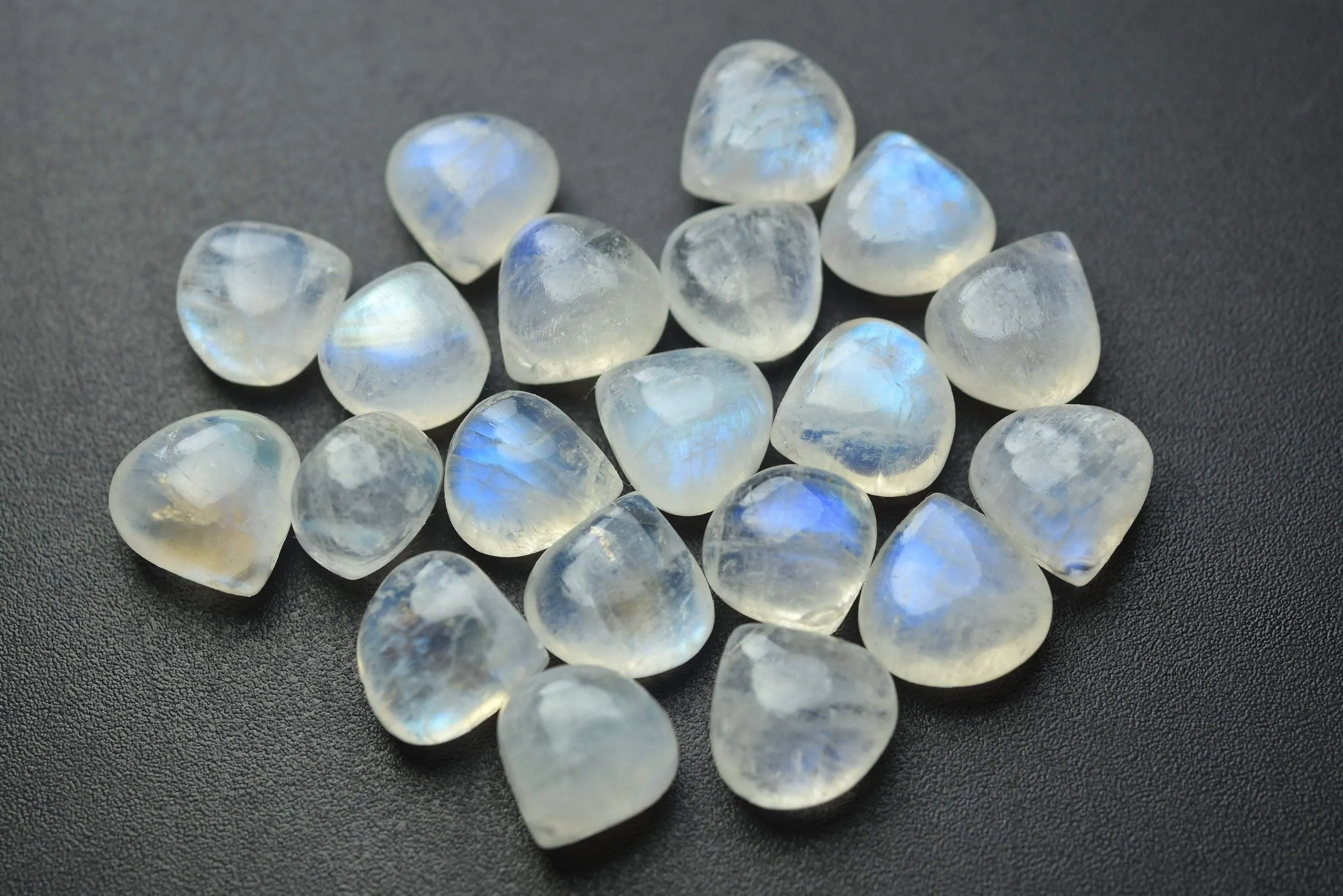 3 Match Pair,Super Finest,Blue Flashy Rainbow Moonstone Smooth Heart Shape Briolettes, 16mm Size,