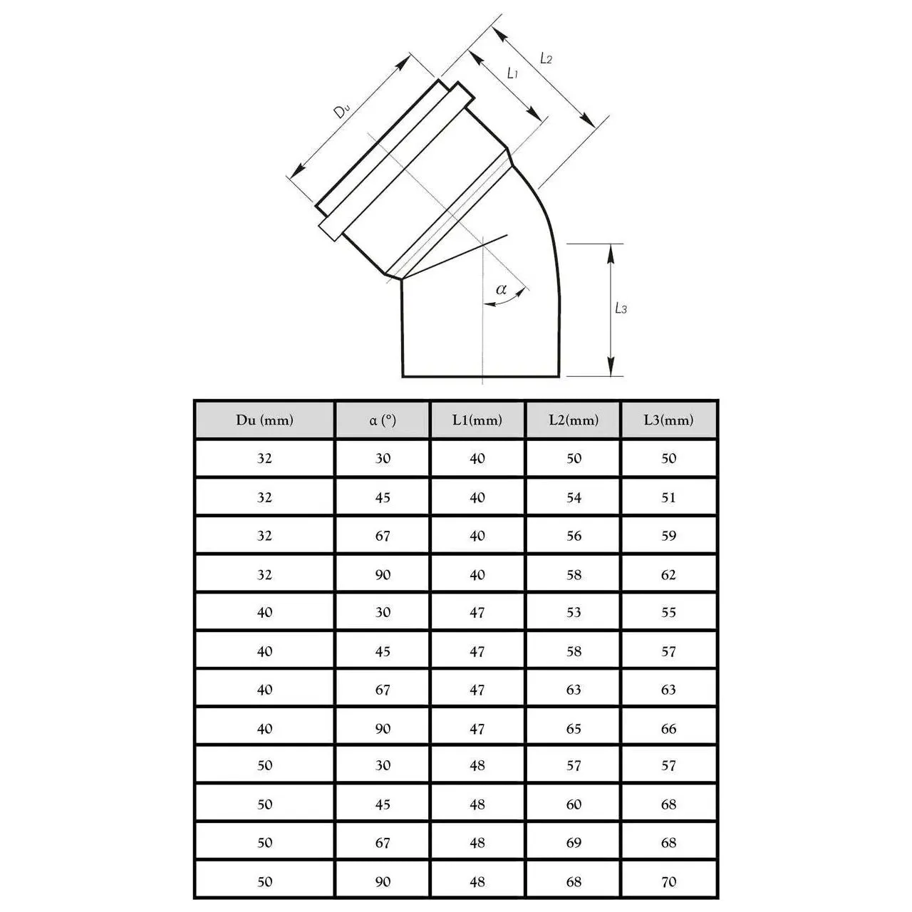 32mm Drain Pipe 67 Deg Elbow Waste Pipe Fittings Sewage
