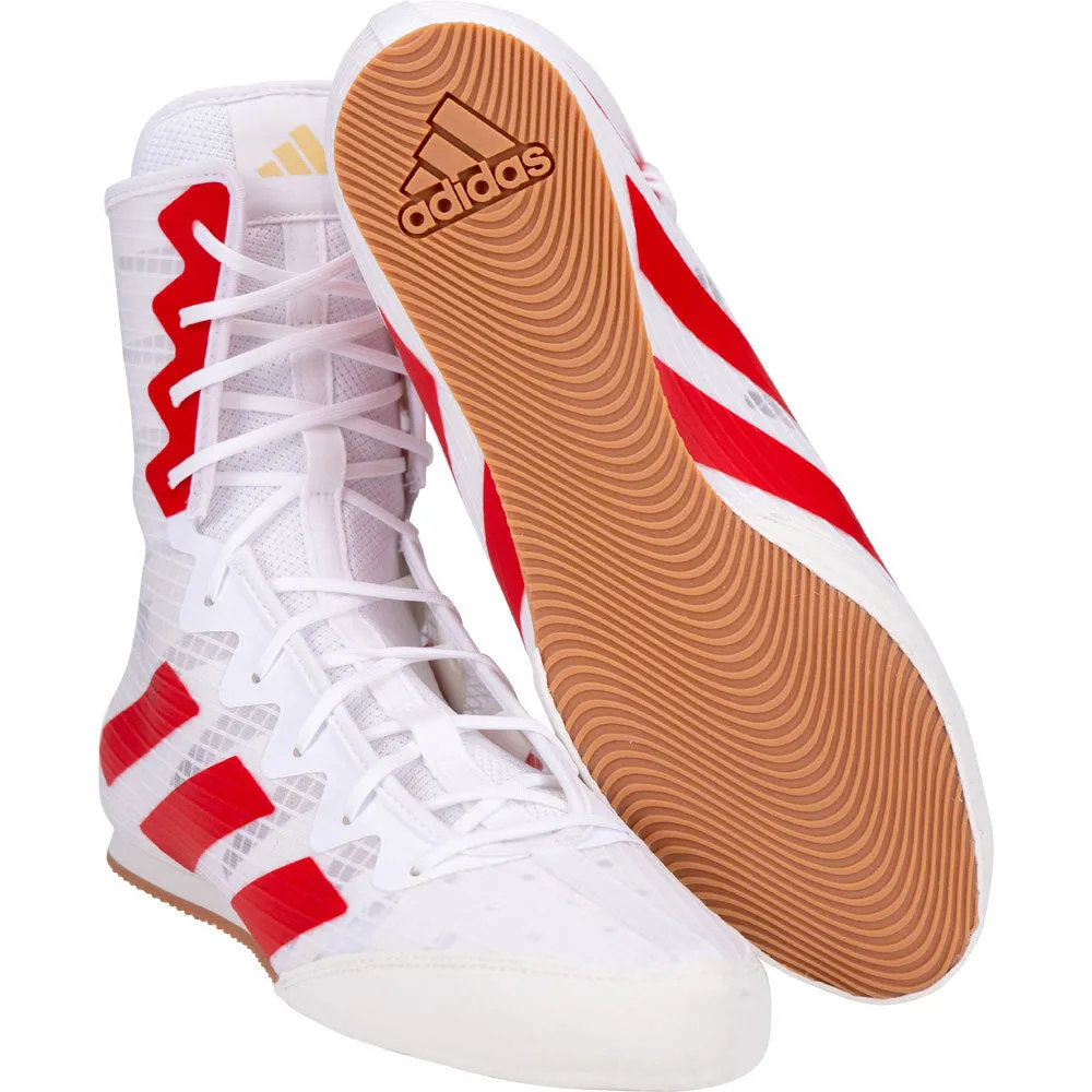 Adidas Box Hog 4 Boxing Boots White/ Red