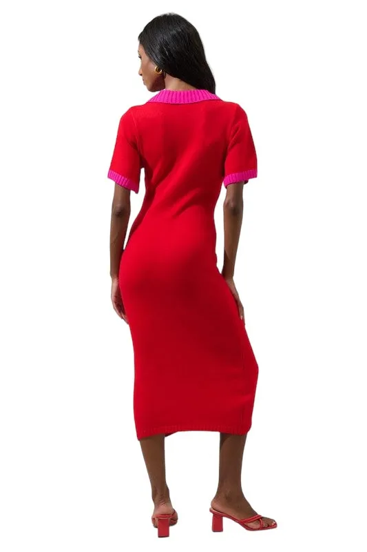 All Day And Night Pink Mix Midi Dress