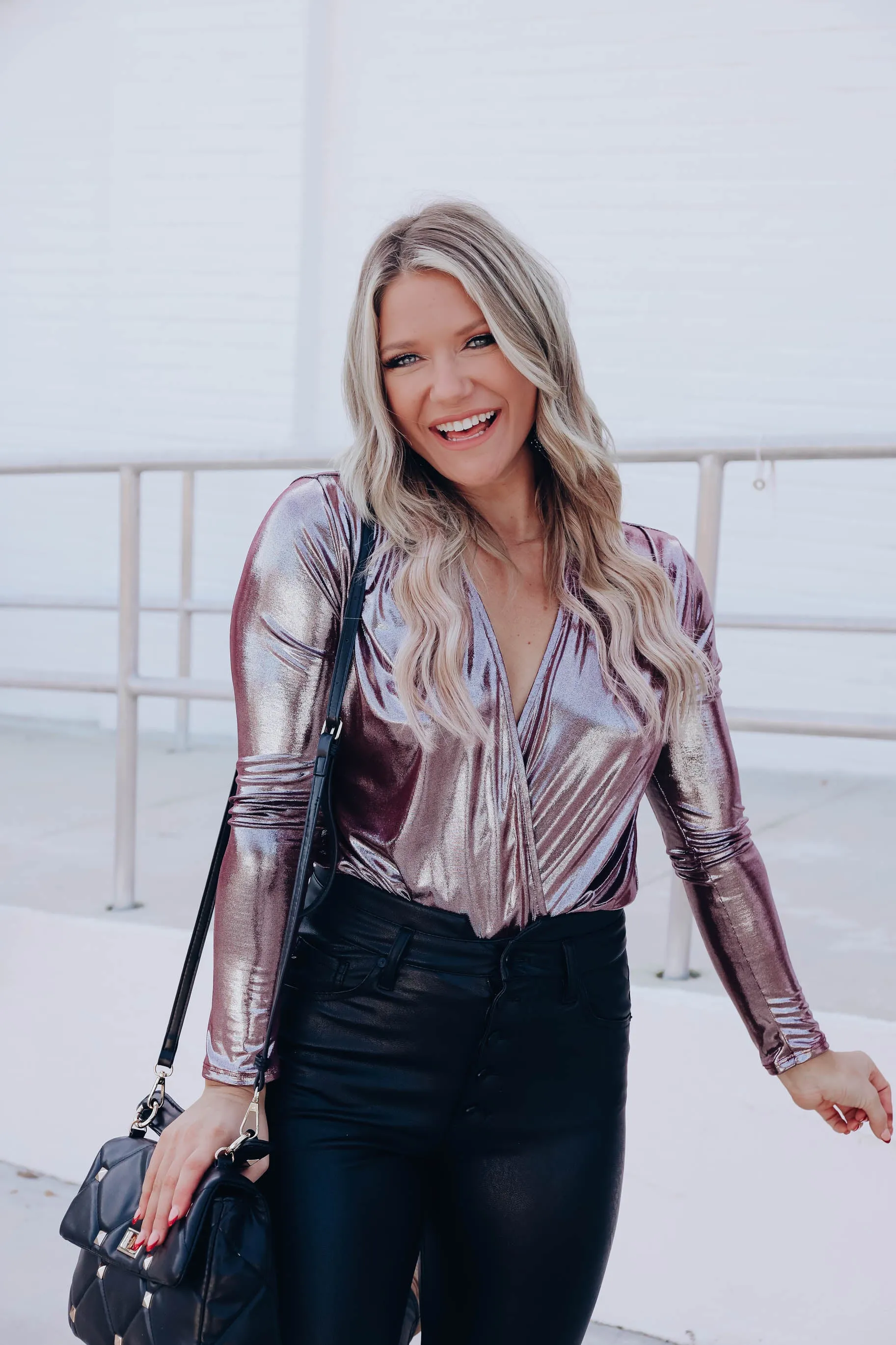 All Eyes on Me Bodysuit - Metallic Plum