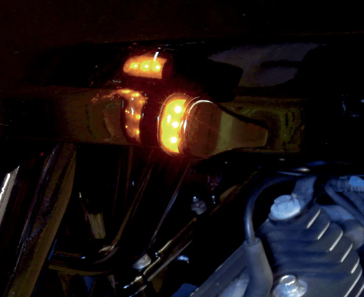Alloy Art RGFS1-2 LED Front Signal Lights with Smoked lens/Amber LEDs - Black anodized (smooth)