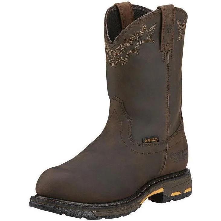 Ariat Men's WorkHog 10" Composite Toe Waterproof Western Work Boot - Oily Brown - 10001200