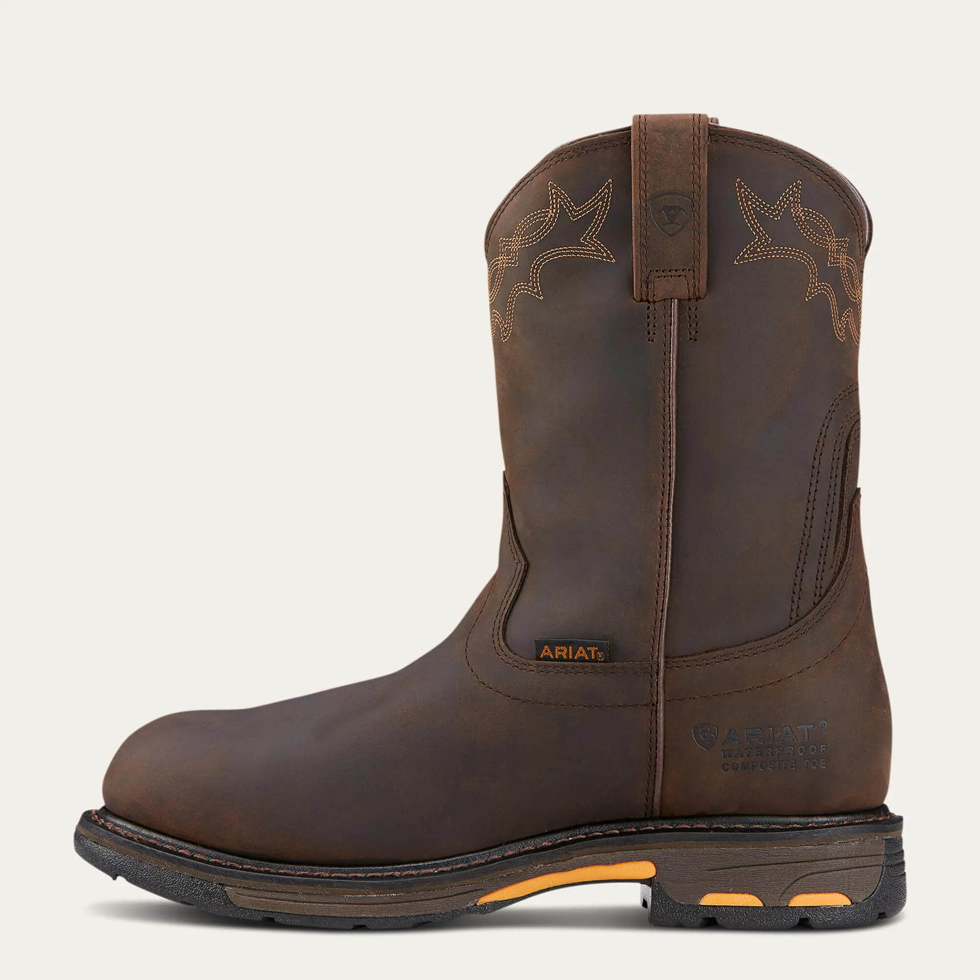 Ariat Men's WorkHog 10" Composite Toe Waterproof Western Work Boot - Oily Brown - 10001200
