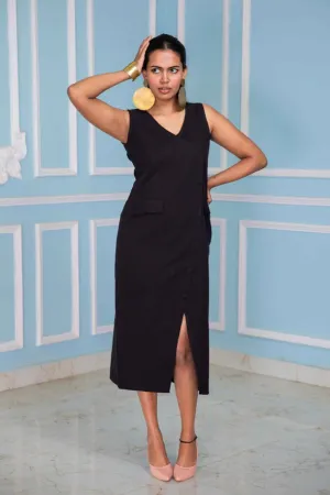 Bold Black Sleeveless Dress