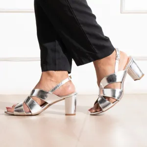 BOLD Silver Party Block Heels