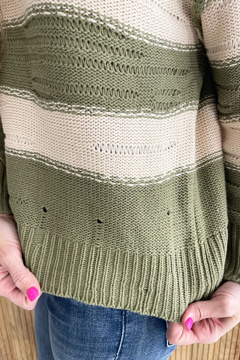 Bold Striped Distressed Sweater