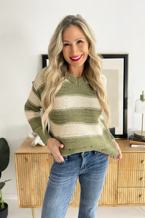 Bold Striped Distressed Sweater