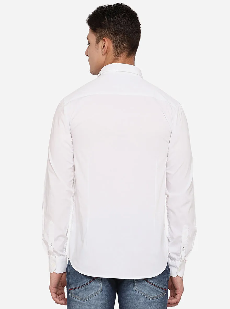 Bright White Solid Slim Fit Semi Casual Shirt | JadeBlue