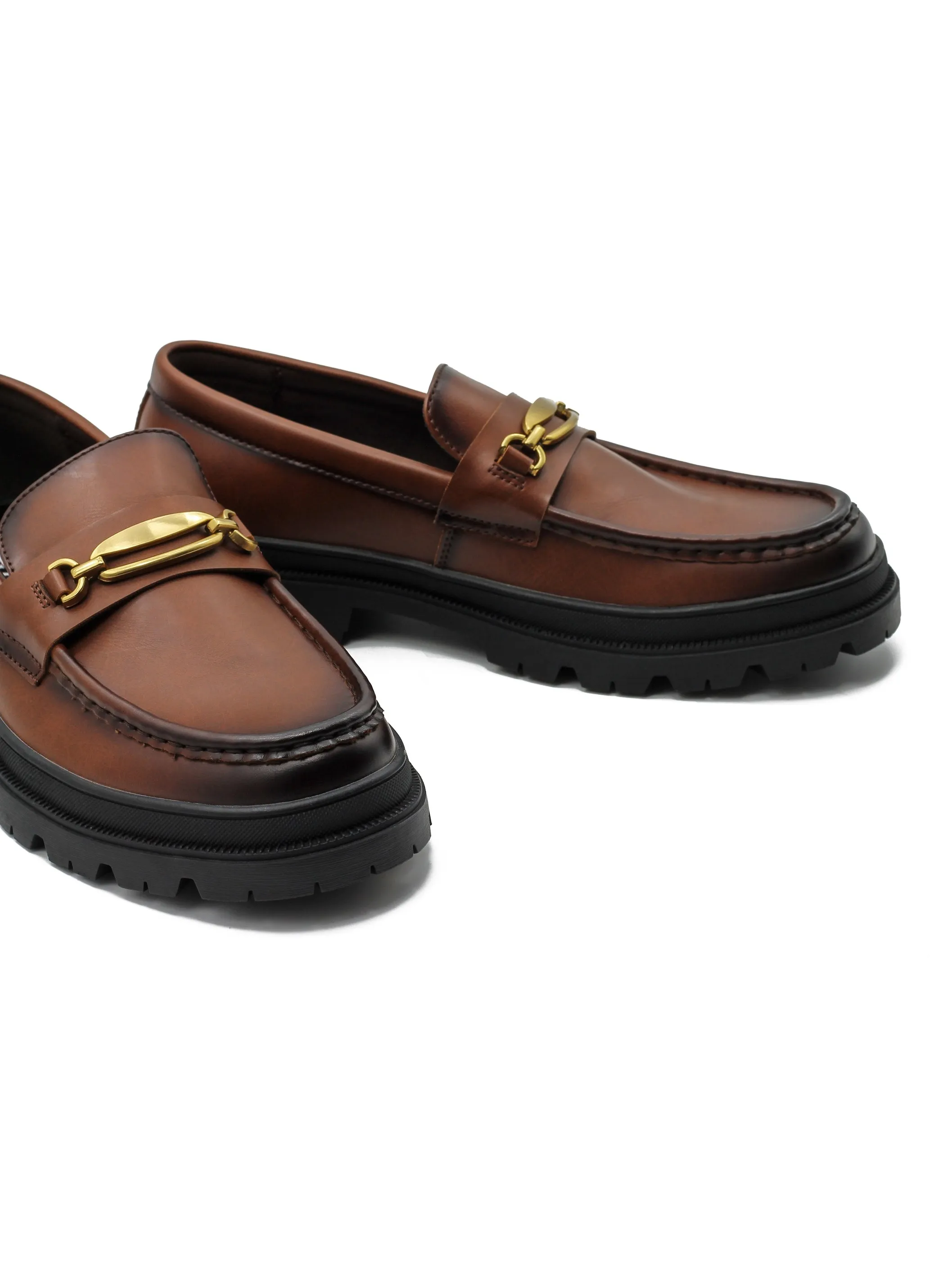 BROWN SNAFFLE BIT LOAFERS