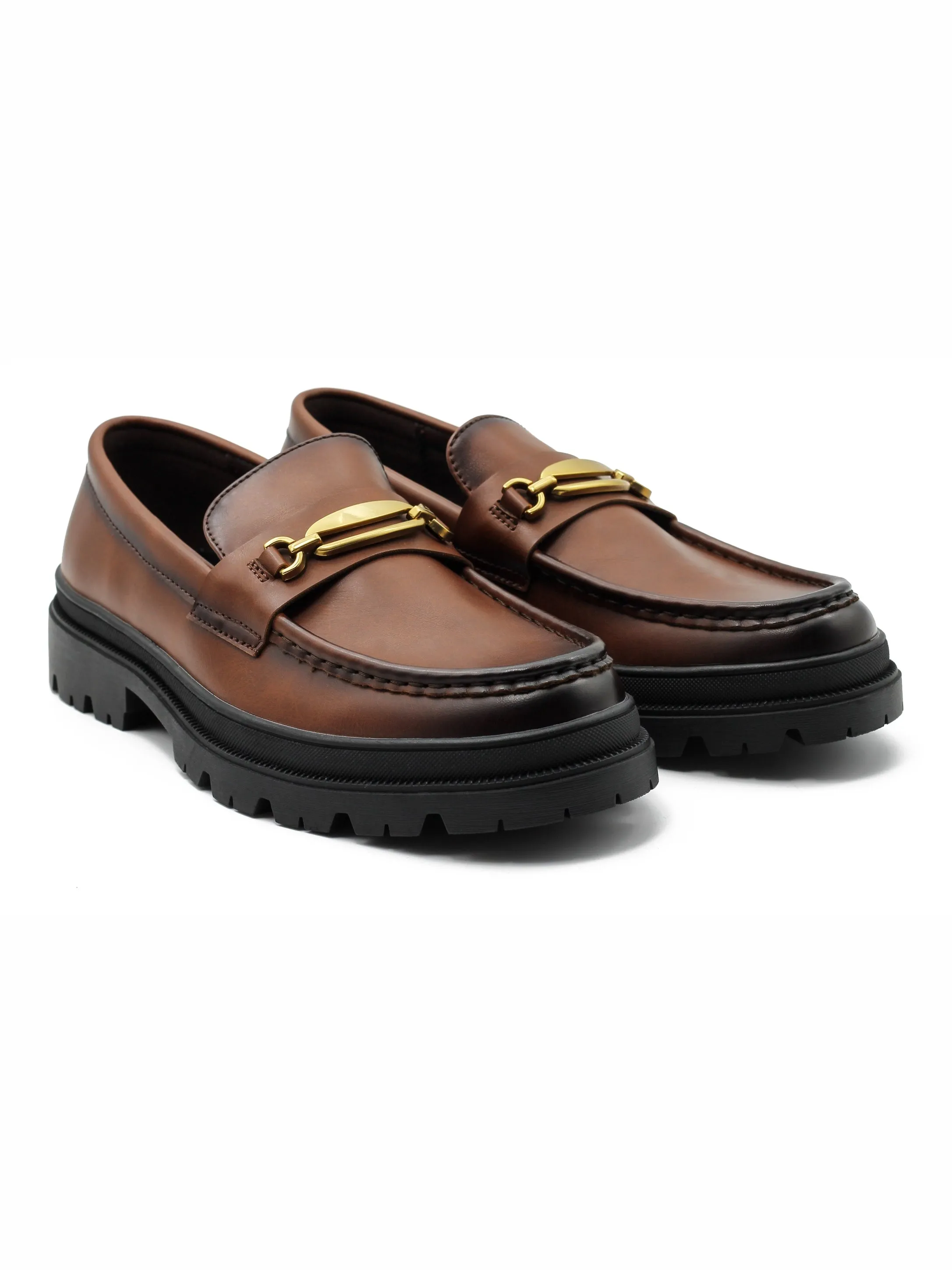 BROWN SNAFFLE BIT LOAFERS
