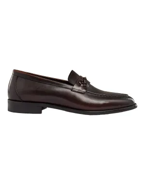 BROWN SNAFFLE BUCKLE LEATHER SHOES