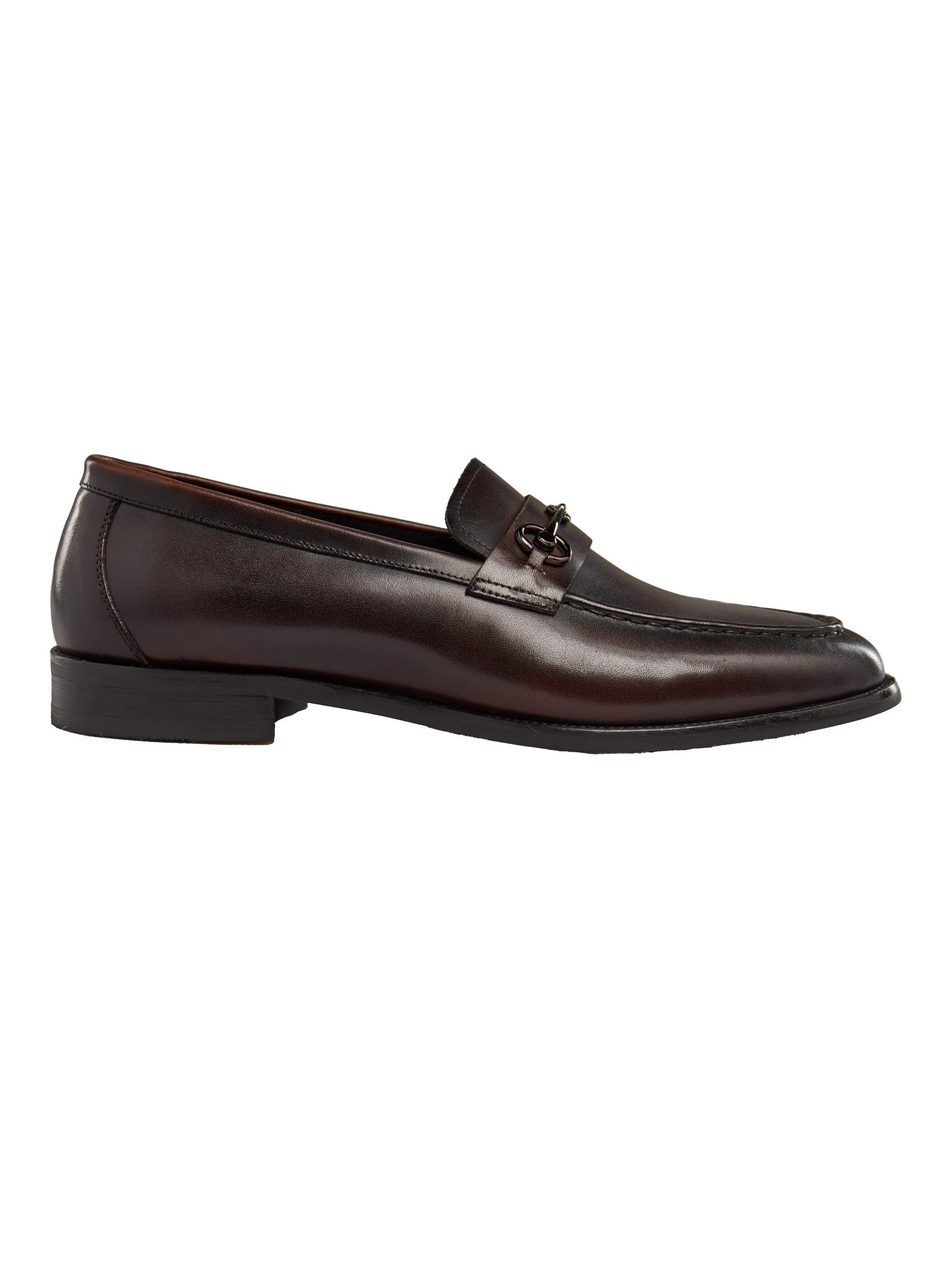 BROWN SNAFFLE BUCKLE LEATHER SHOES