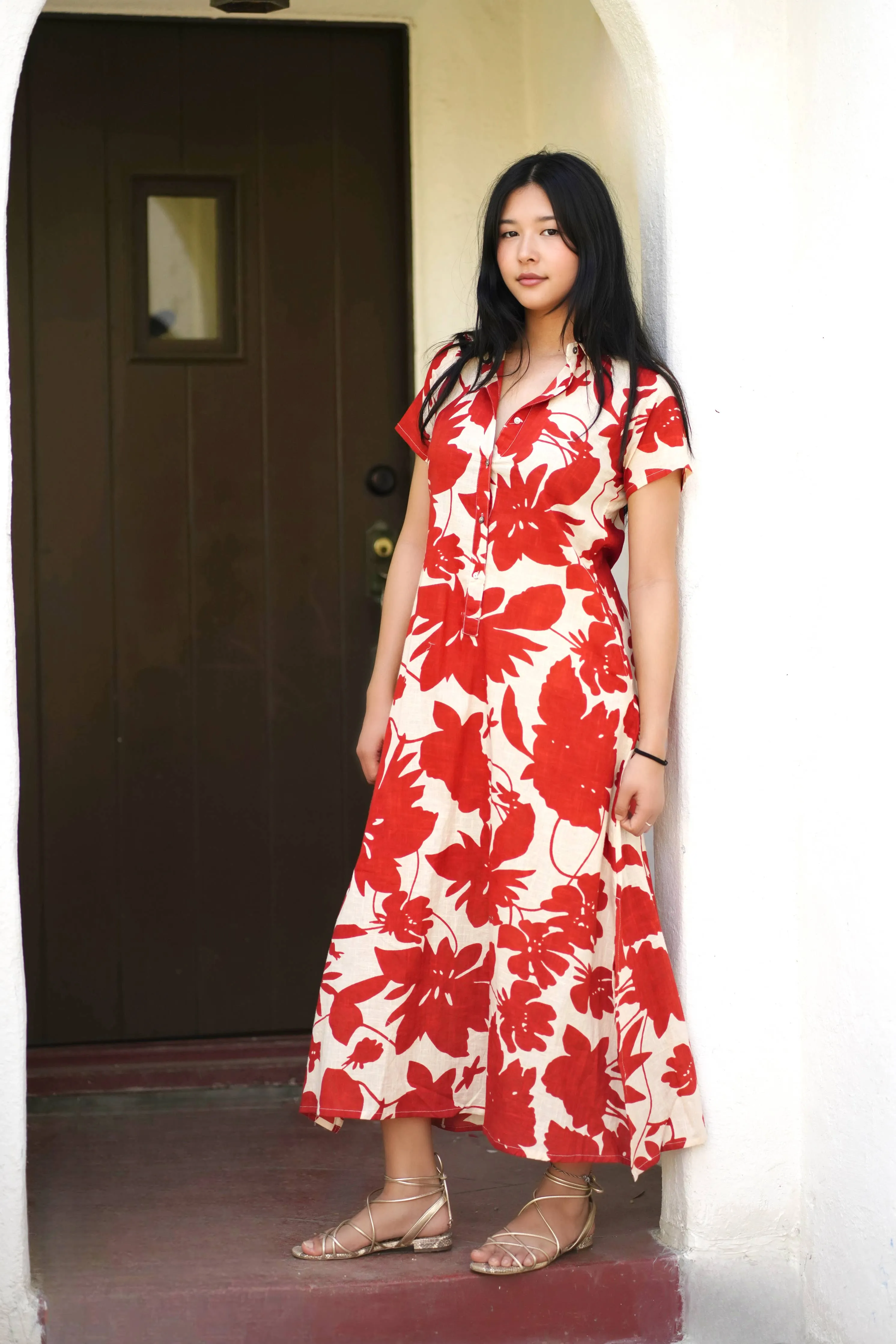 Carrie Cotton Dress Rust Beige