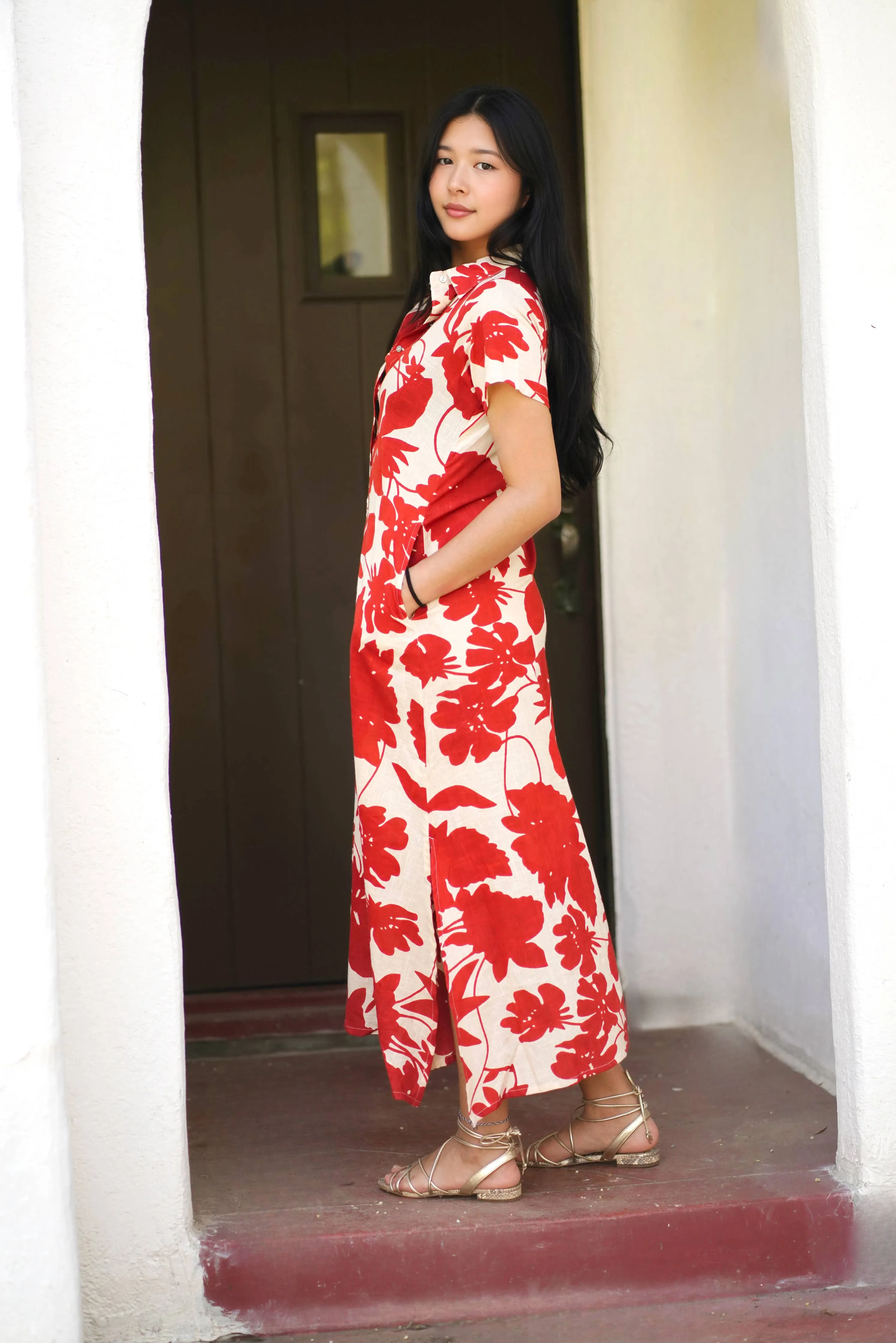 Carrie Cotton Dress Rust Beige