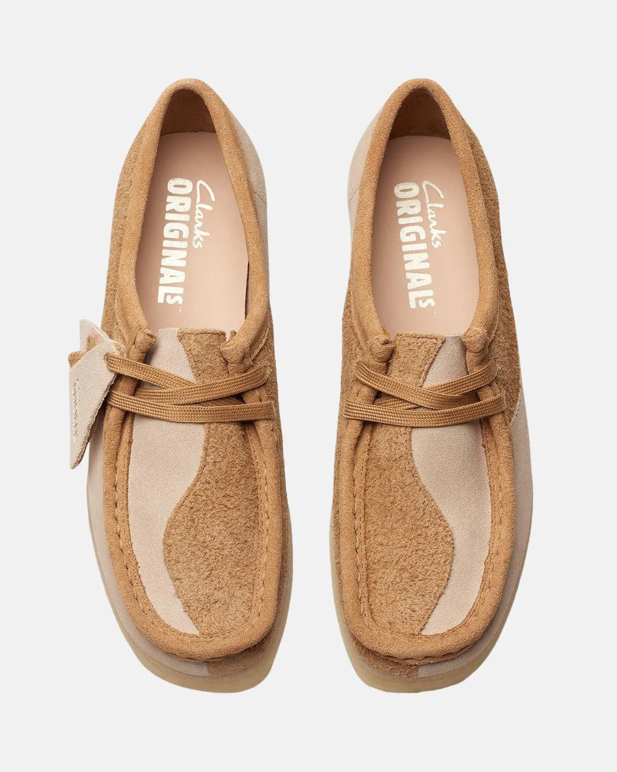 CLARKS ORIGINALS WOMENS WALLABEE SHOES MID TAN COMBI