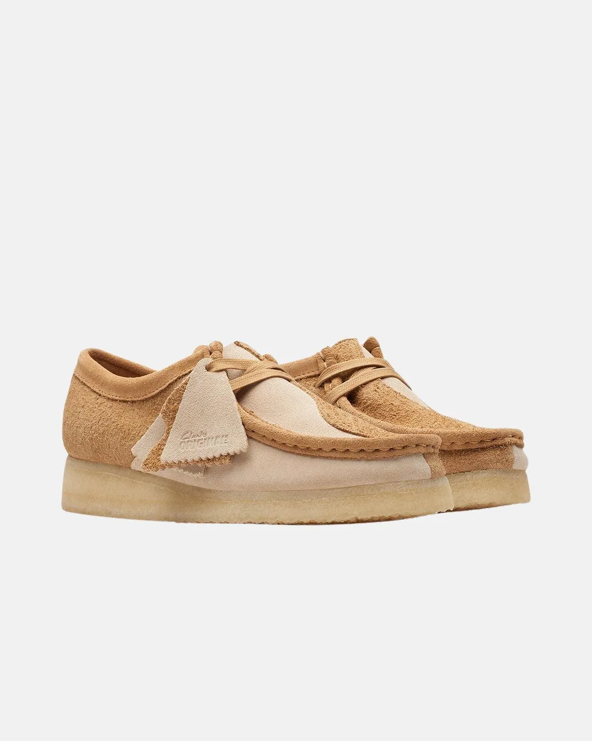 CLARKS ORIGINALS WOMENS WALLABEE SHOES MID TAN COMBI