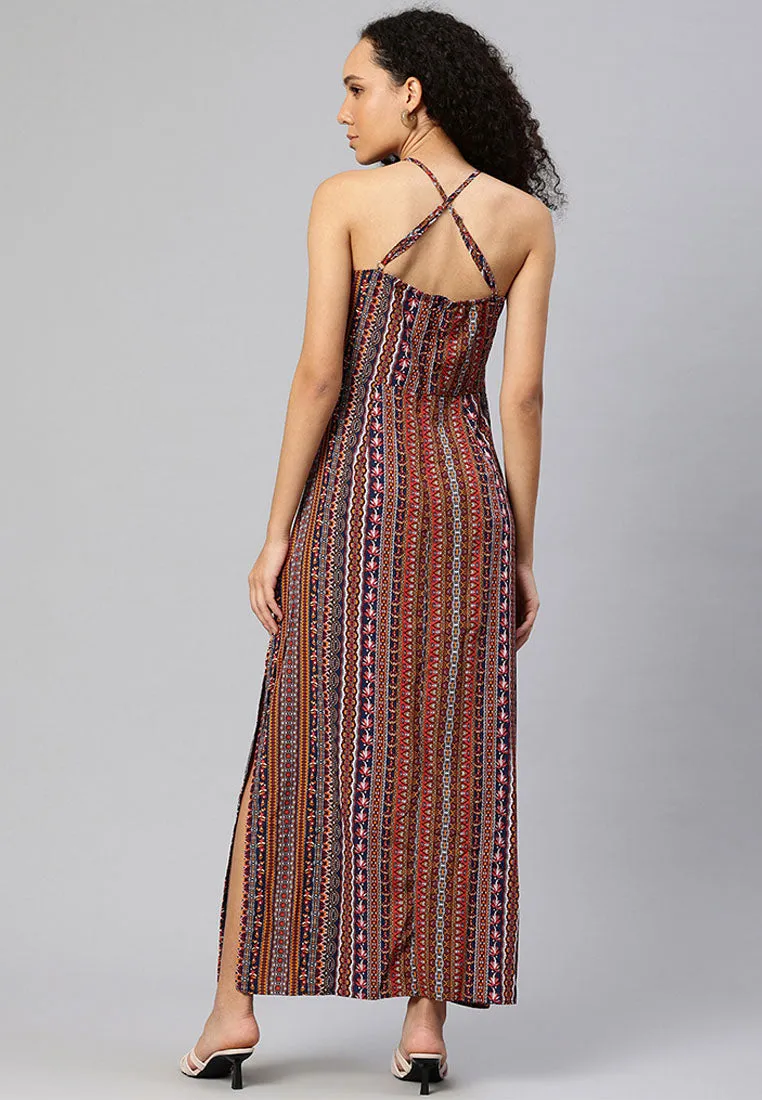 Crisscross Back Side Slit Maxi Dress By RUW