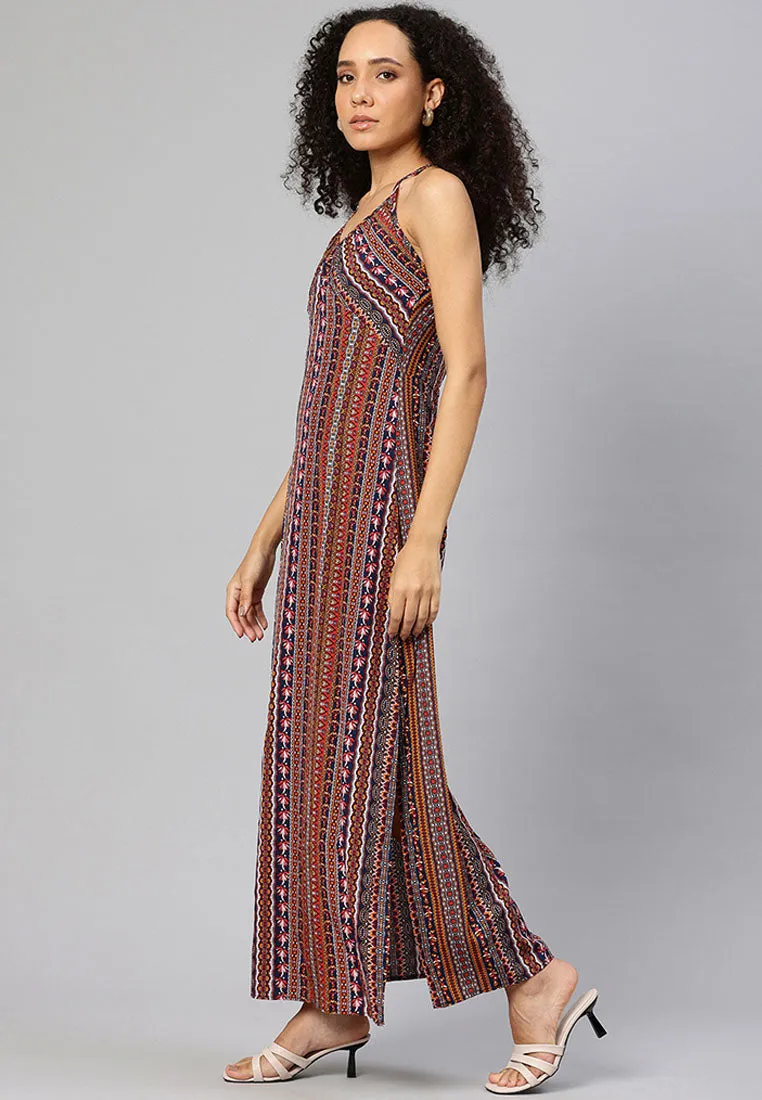Crisscross Back Side Slit Maxi Dress By RUW