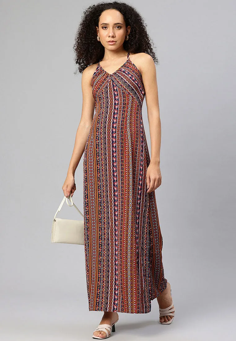 Crisscross Back Side Slit Maxi Dress By RUW