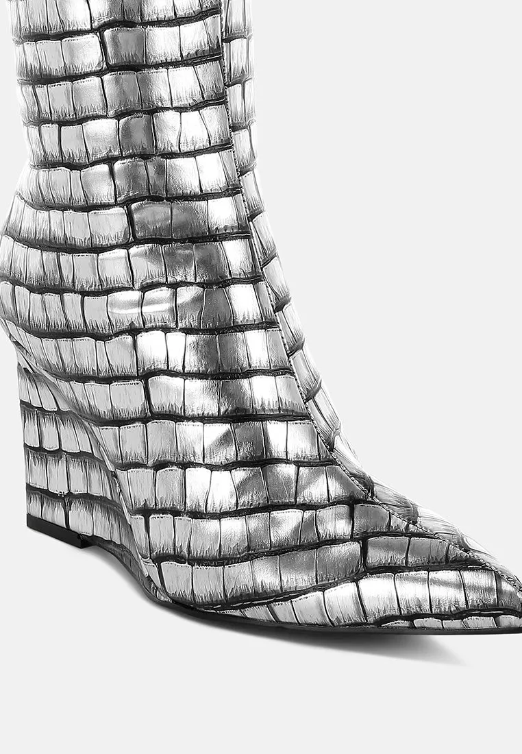 Croco Metallic Long Boots By RAG