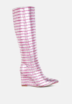 Croco Metallic Long Boots By RAG