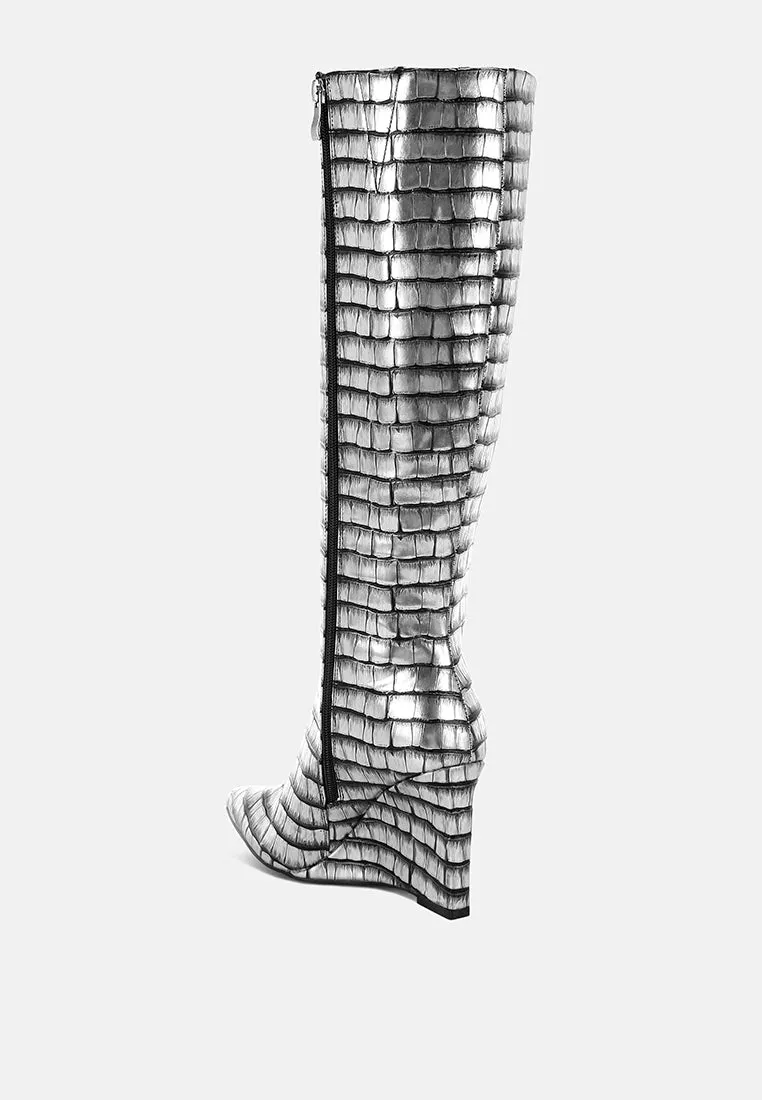 Croco Metallic Long Boots By RAG