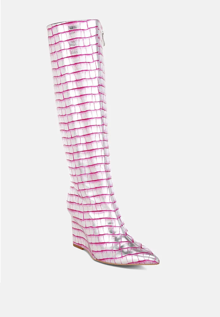 Croco Metallic Long Boots By RAG