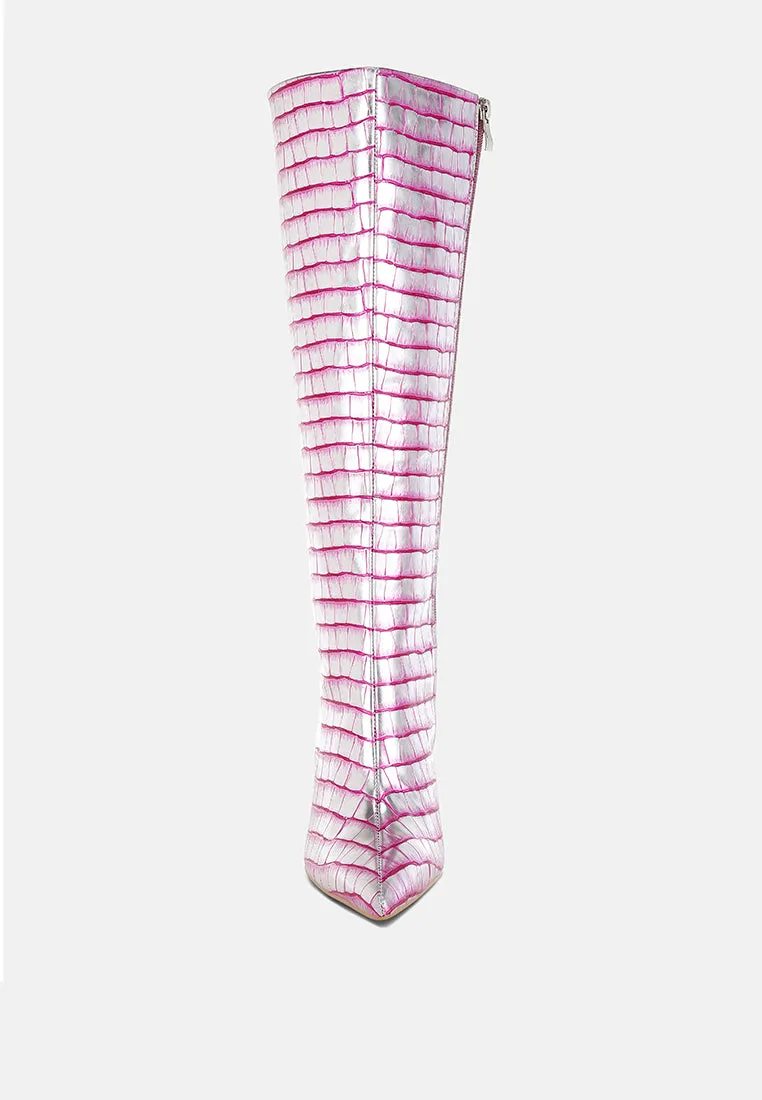 Croco Metallic Long Boots By RAG
