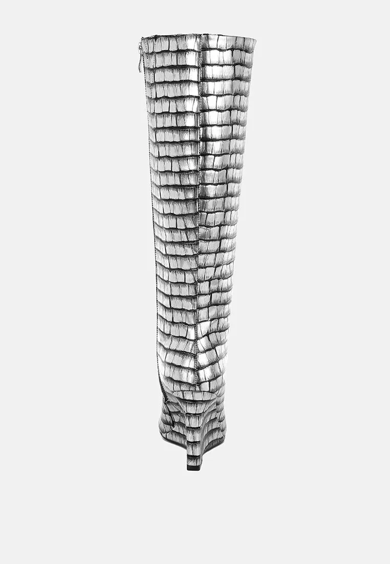 Croco Metallic Long Boots By RAG