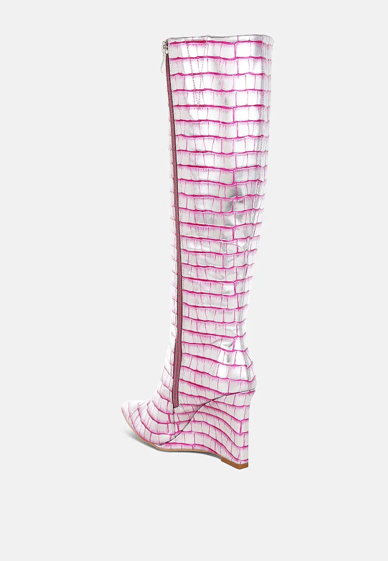 Croco Metallic Long Boots By RAG