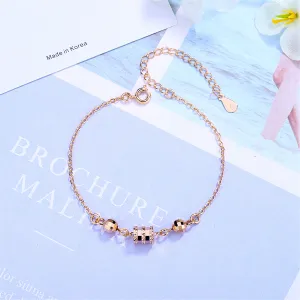 Cubic Zirconia & 18K Rose Gold-Plated Cylinder Charm Bracelet