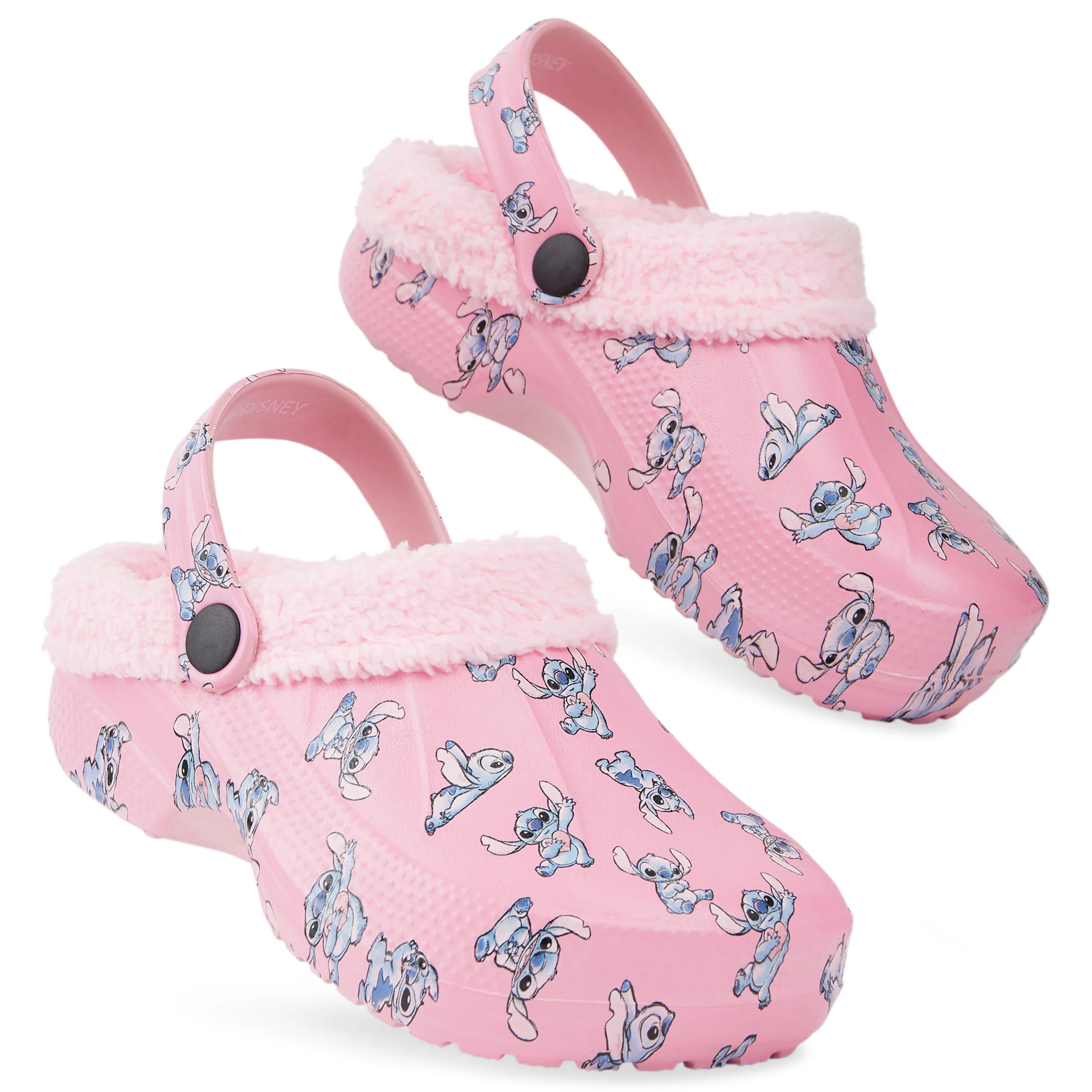 Disney Stitch Winter Clogs Fleece Lining & Removable Charms, Kids Garden Shoes Slip On with Strap