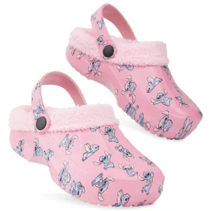 Disney Stitch Winter Clogs Fleece Lining & Removable Charms, Kids Garden Shoes Slip On with Strap