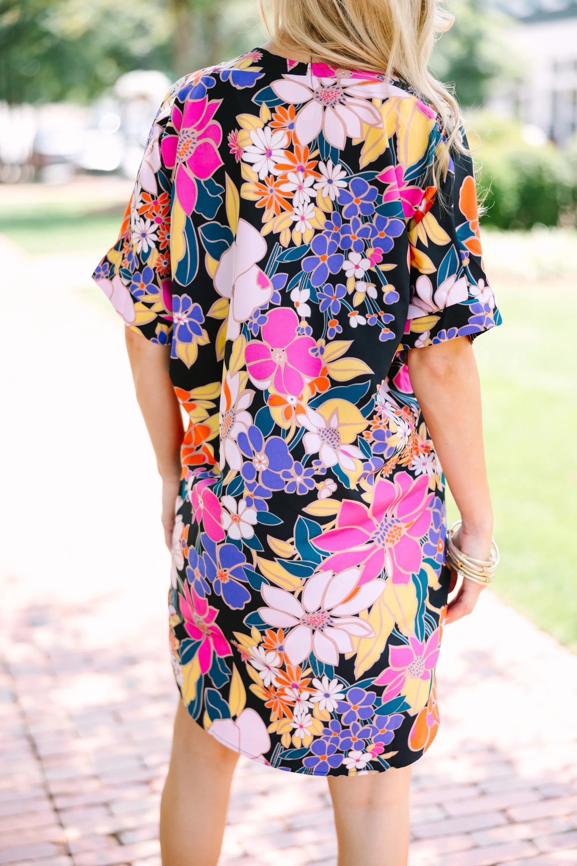 Easily Accepted Black Floral Dress