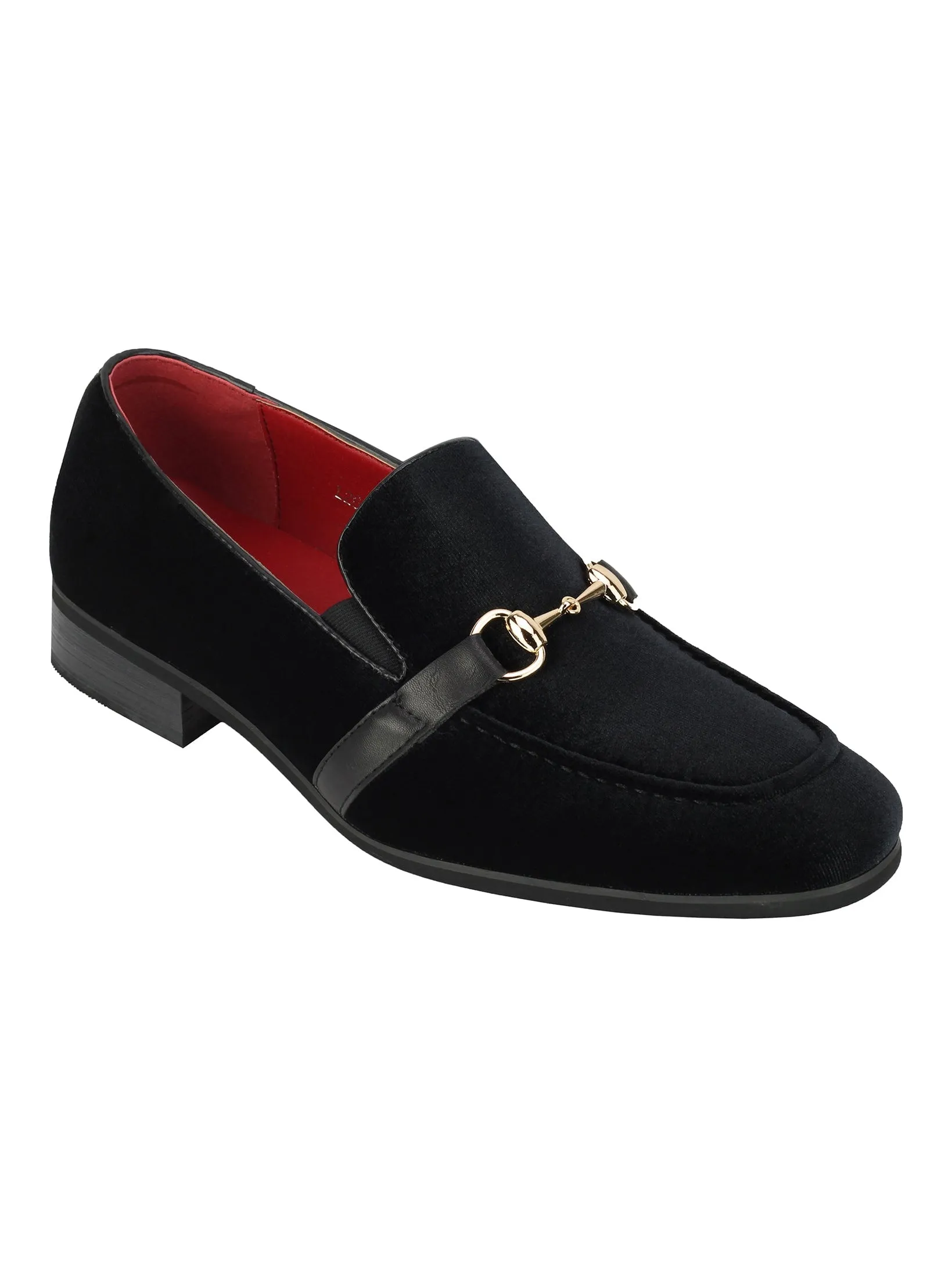 FAUX  LEATHER VELVET LOAFERS WITH BUCKLE