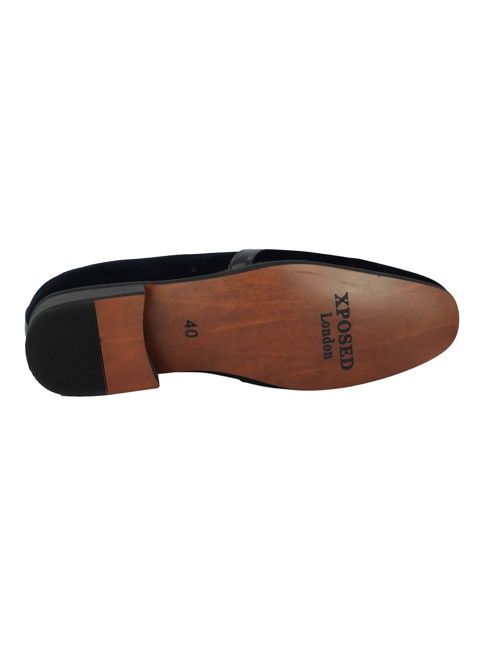 FAUX  LEATHER VELVET LOAFERS WITH BUCKLE