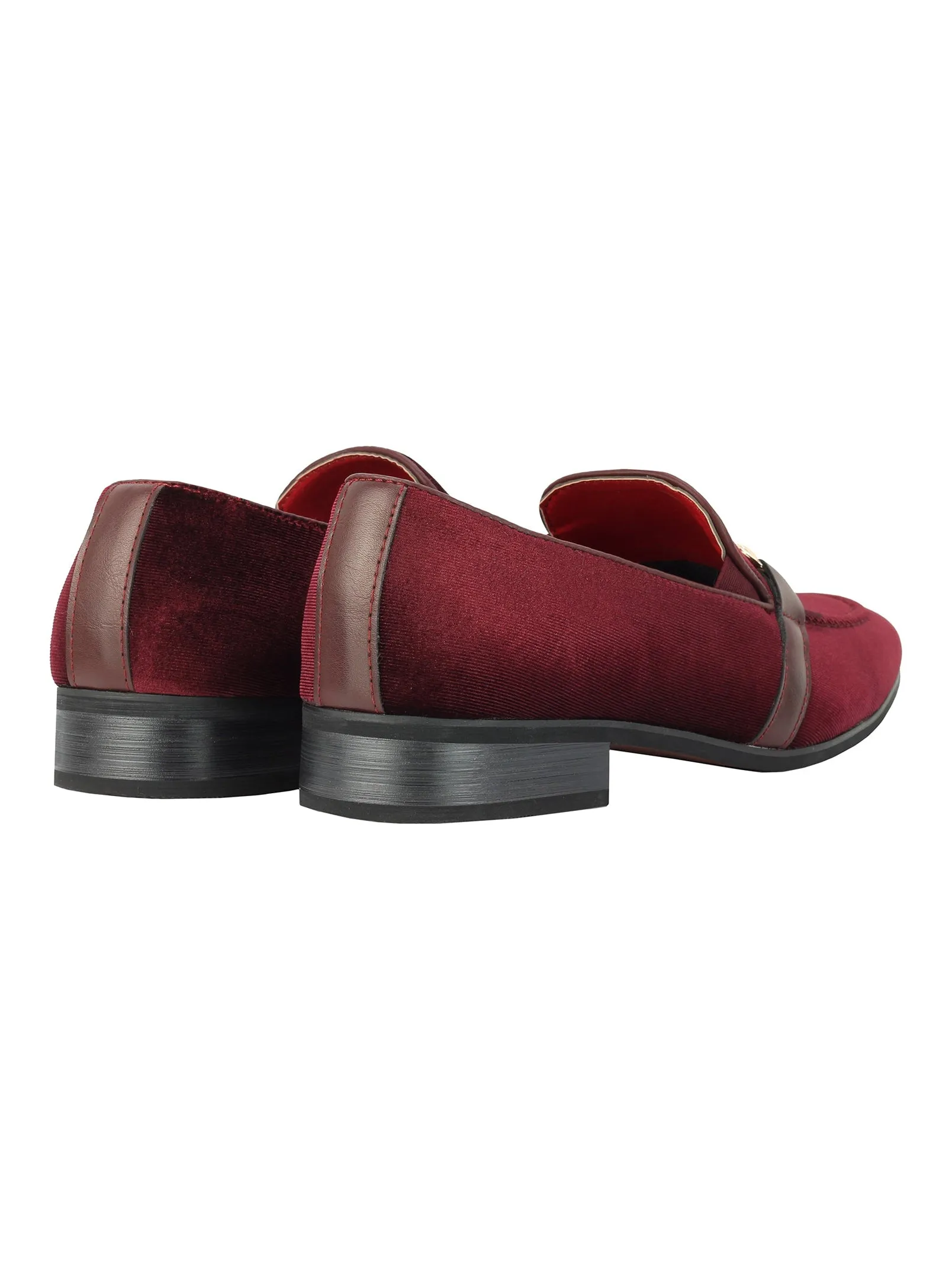FAUX  LEATHER VELVET LOAFERS WITH BUCKLE