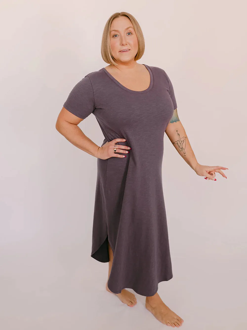 FIELD DRESS IN SLUB - pine or amethyst