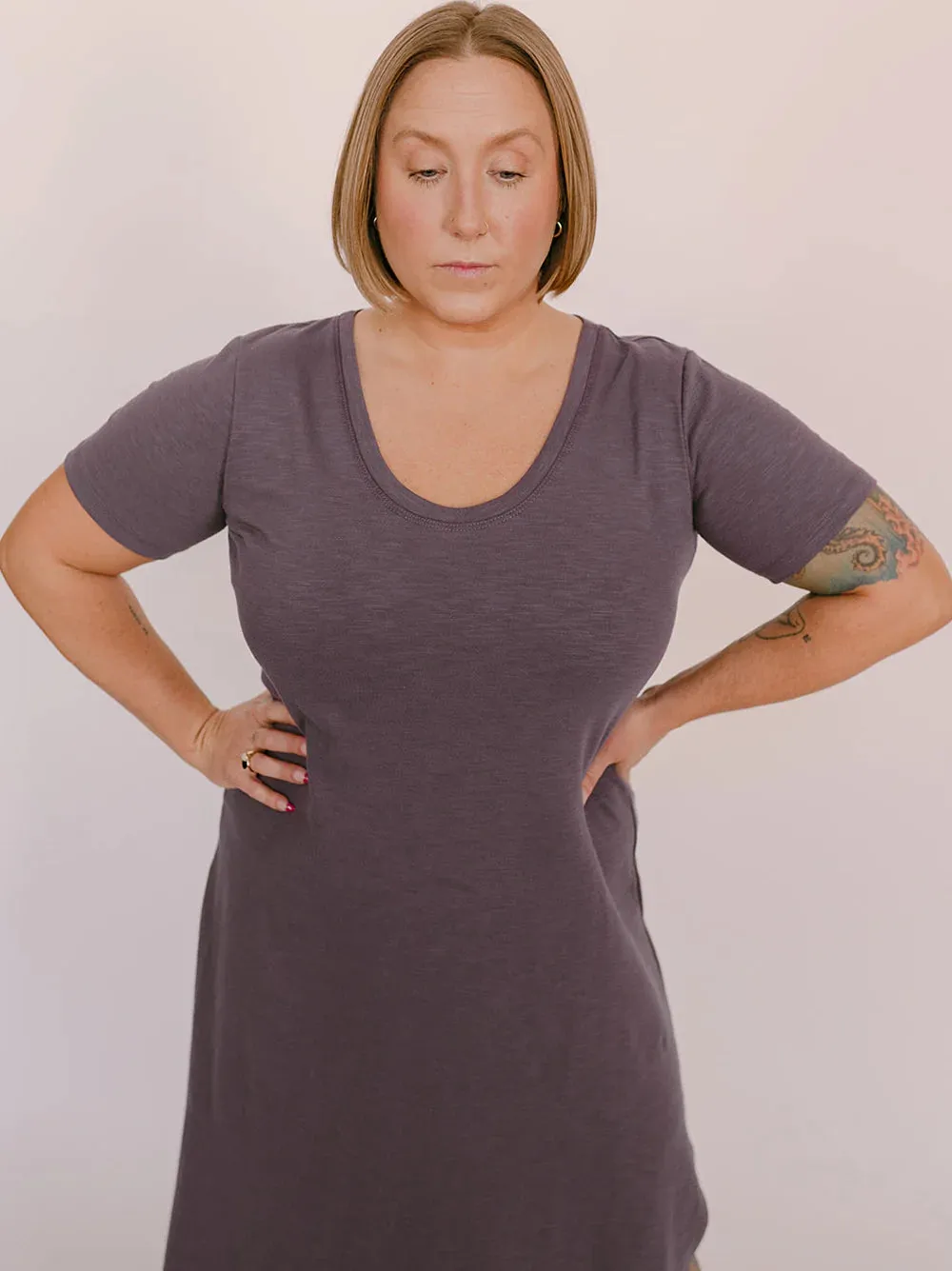 FIELD DRESS IN SLUB - pine or amethyst