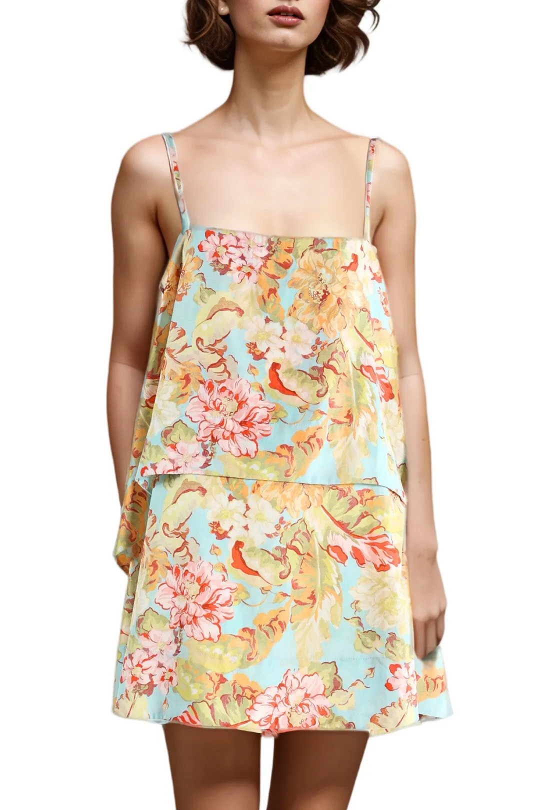 Floral Print Shoe String Top