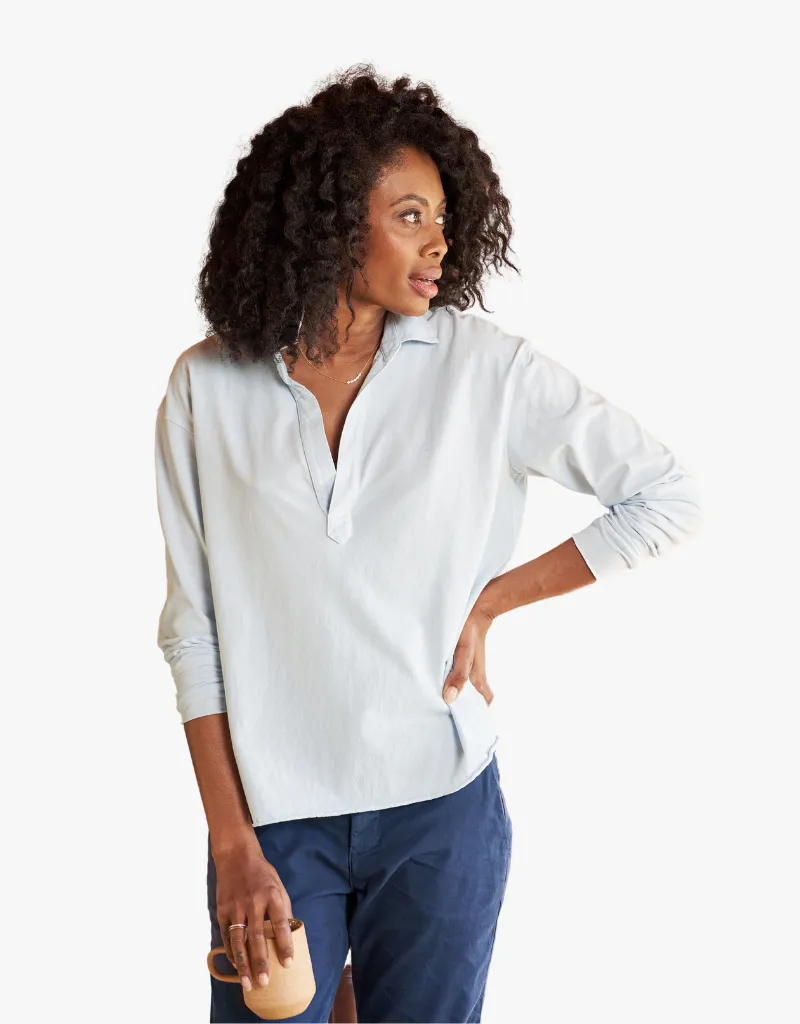 Frank & Eileen Patrick Popover Henley in Ice (Heritage Jersey
