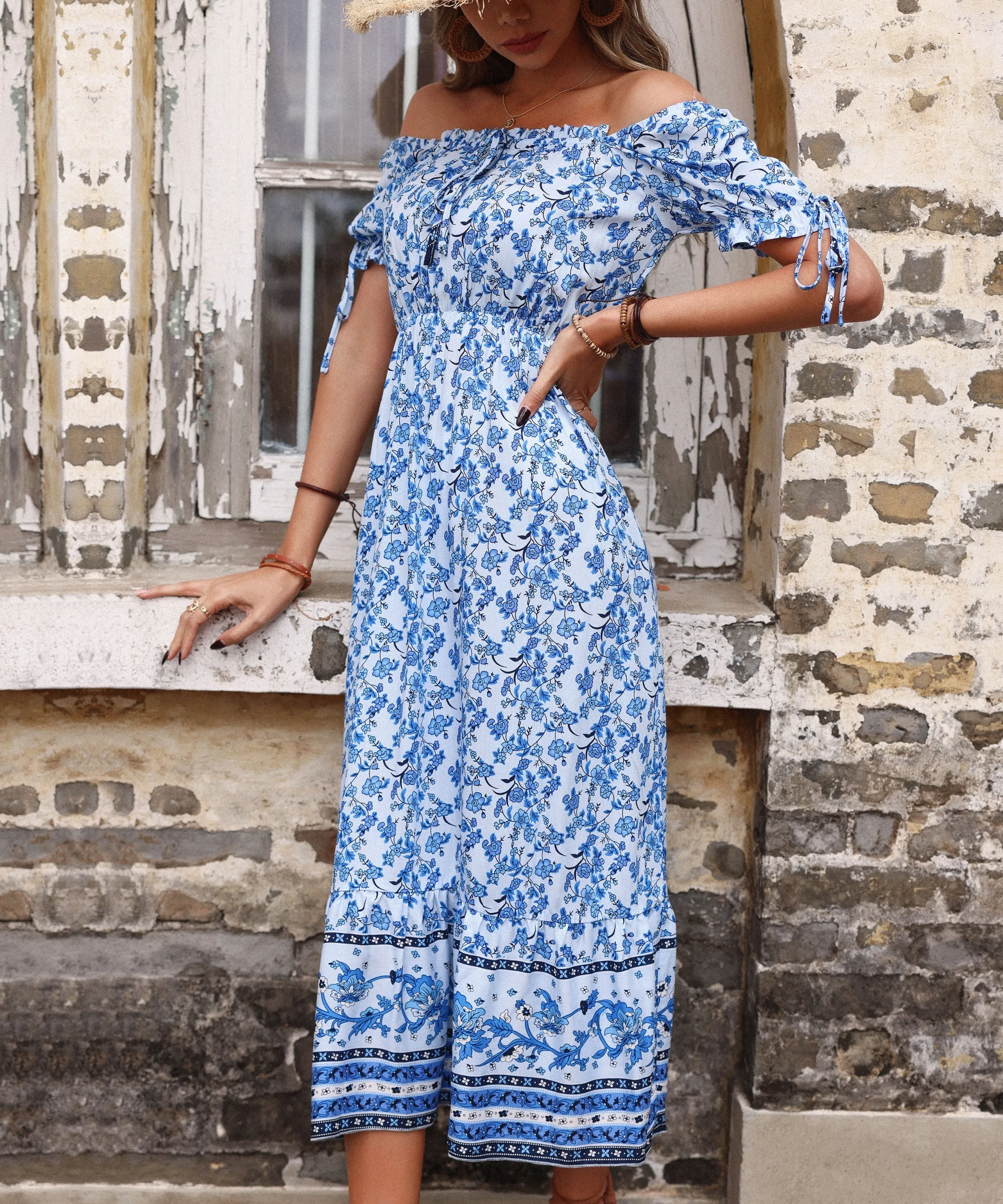 Genalo Maxi Dress - Porcelain Print
