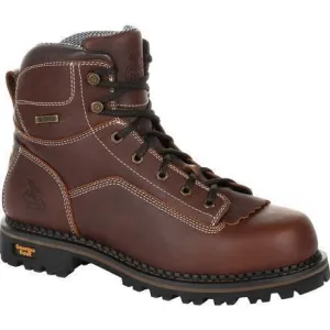 Georgia Men's Amp Lightweight Low-Heel Logger 6" Waterproof Work Boot - Brown - GB00270