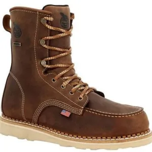 Georgia Men's Wedge 8" Waterproof Soft Toe Slip Resistant Work Boot -Brown- GB00532