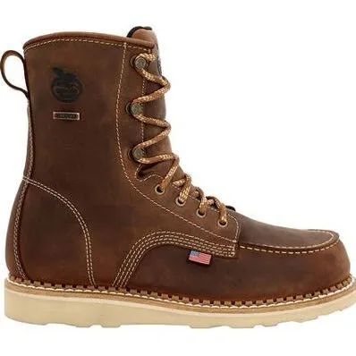 Georgia Men's Wedge 8" Waterproof Soft Toe Slip Resistant Work Boot -Brown- GB00532