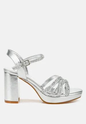 Glitter Strappy Block Sandals By RAG