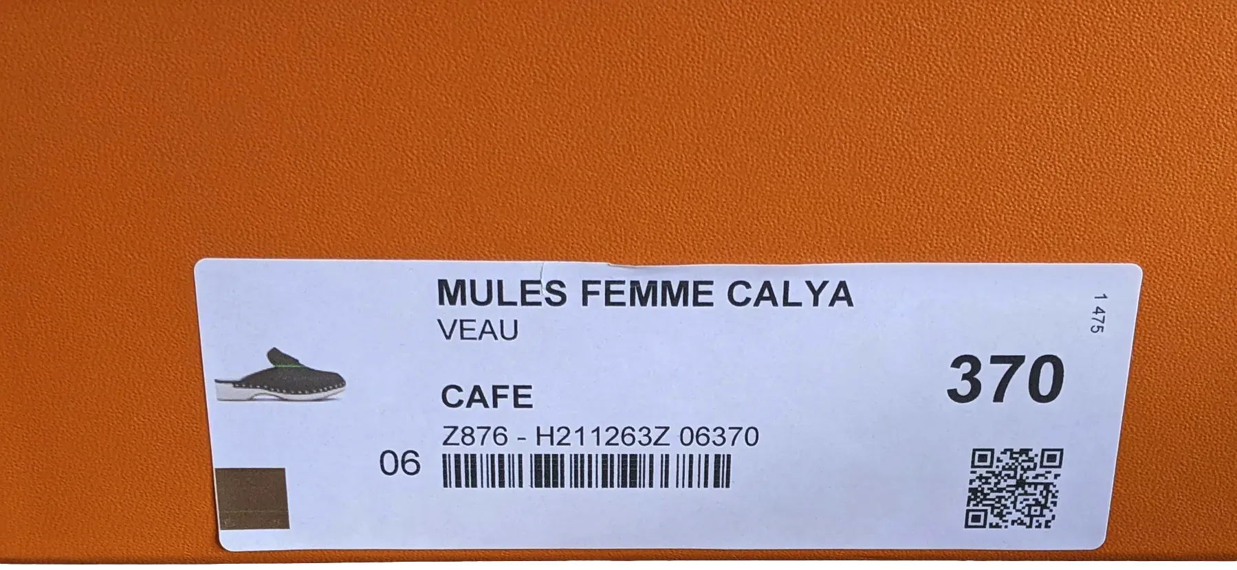 Hermes [SH13] Cafe "Mules Femme Calya"  Women Calfskin Mules Sz 37, BNIB!