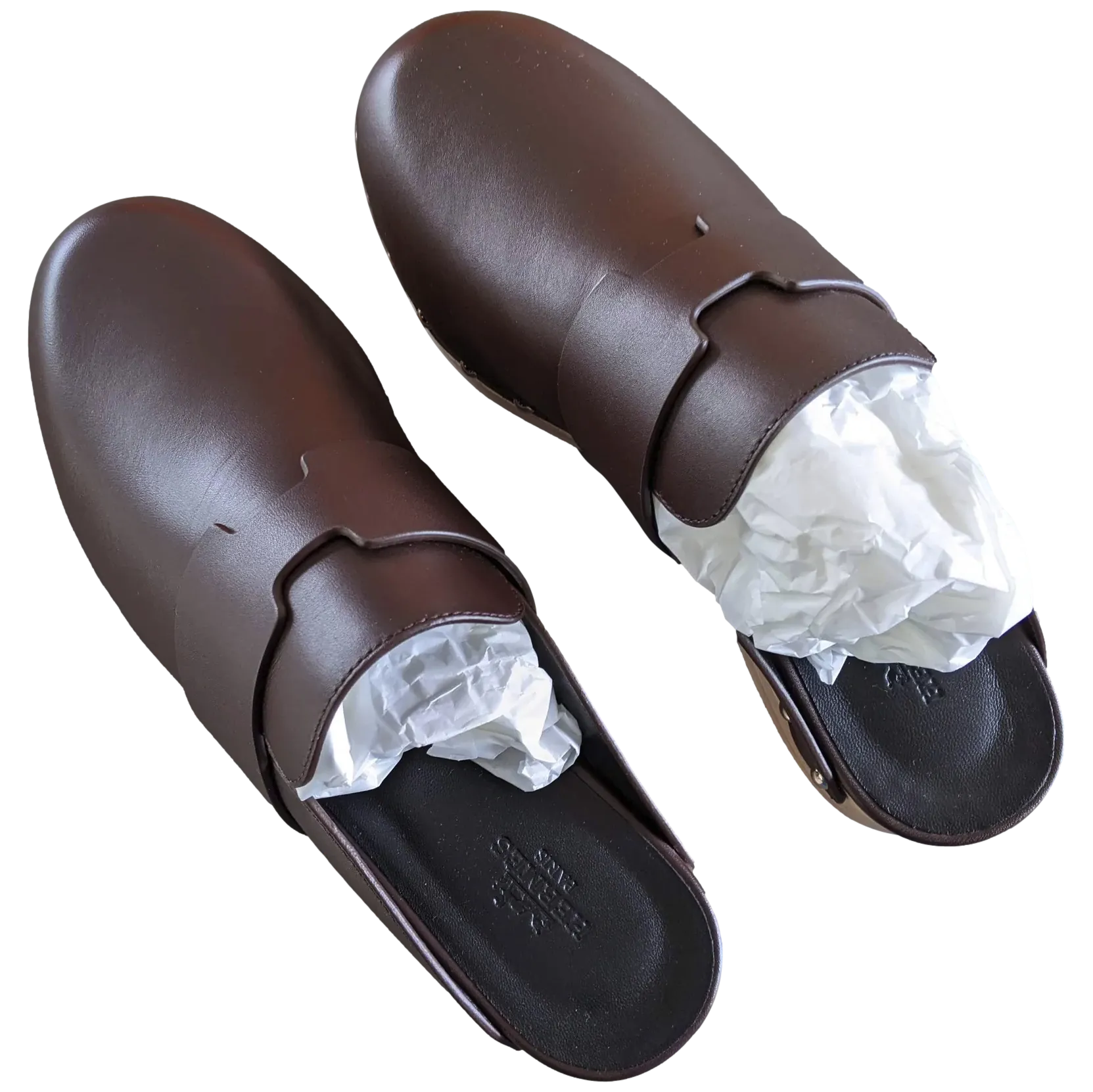 Hermes [SH13] Cafe "Mules Femme Calya"  Women Calfskin Mules Sz 37, BNIB!
